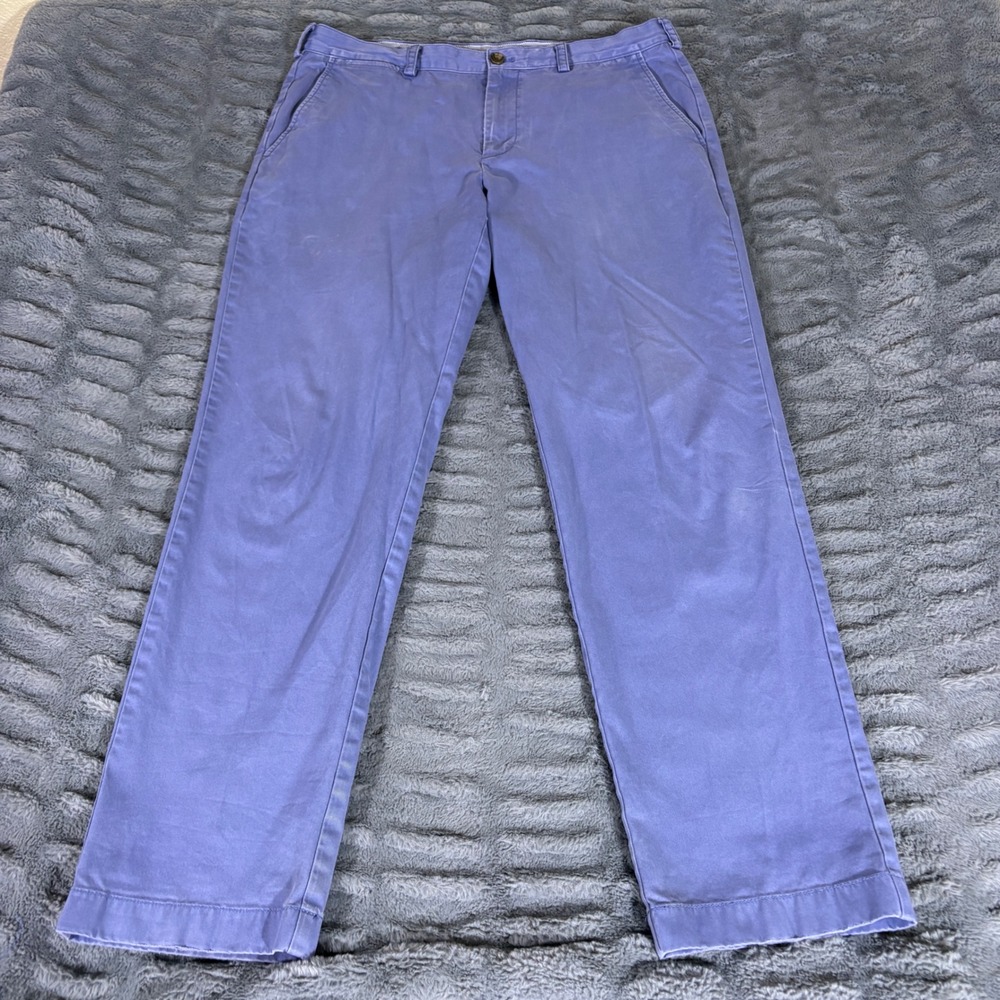 Brooks Brothers Clark Fit Chino Pants Mens 36x32 Blue Straight Leg Cotton AR888